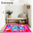 thumbnail image 3 of ODIKA 4'x6' Machine Washable Non-Slip Area Rug, Little Explorer Elephant Adventure with Playful Balloon Motifs High Traffic Rug with Pad, Pink, 726522, 3 of 8