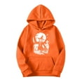 thumbnail image 3 of GaThRRgYP Womens Hooded Sweatshirts Fall,Women Long-sleeved Hooded Pocket Halloween Printed Casual Loose Sweatshirt Orange XXL, 3 of 4