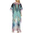 thumbnail image 2 of Sakkas Laisson Flowy Hi Low Caftan Rhinestone Boxy V Neck Dress Top Cover / Up - ST40-Turq - One Size, 2 of 5