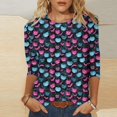 thumbnail image 2 of QATAINLAV Womens Halloween Shirts Funny Cute Graphic 3/4 Sleeve Tunic Tops Casual Round Neck Pullover Blouse Navy L, 2 of 6