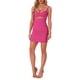 thumbnail image 1 of Vestido de corte con escote en V sin mangas para mujer, vestido ajustado con fruncidos en color rosa intenso, 1 of 6