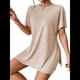thumbnail image 1 of Conjunto de Dos Piezas de Corta para Mujer: Camiseta Holgada y Shorts Estilo Biker, Color Albaricoque S, 1 of 7