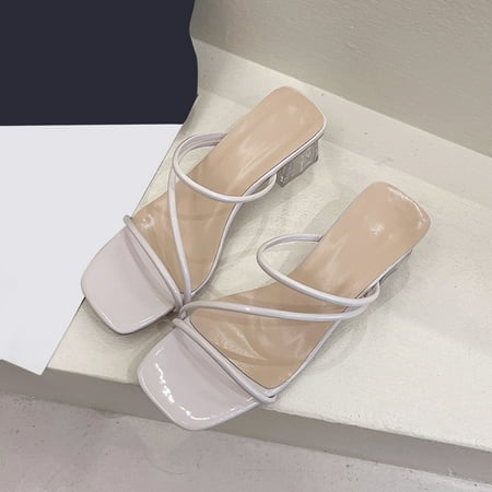 

Aayomet Platform Sandals High Women Belt Leather Slippers Sandals Fashion Thick Heel Summer And Women s sandals Beige 8.5
