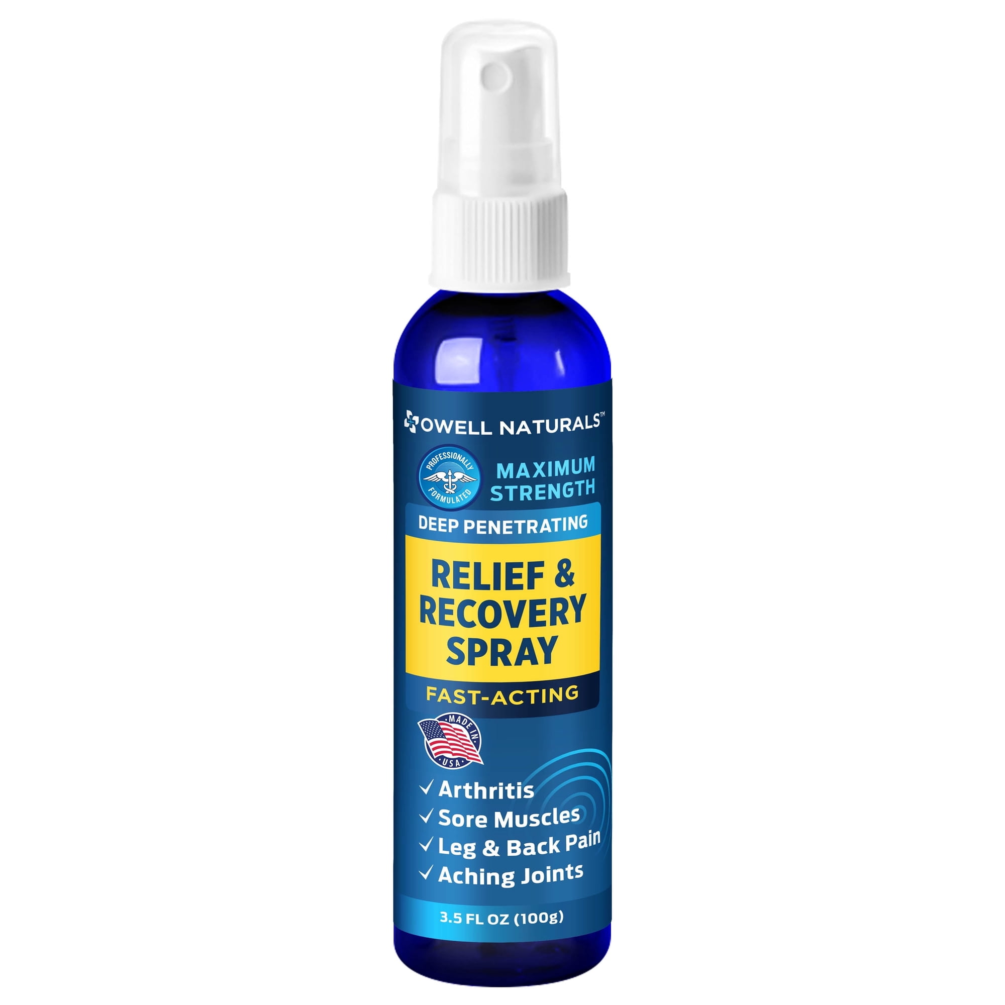 Owell Naturals Pain Relief and Recovery Spray 3.5 oz, Fast-Absorbing Liquid Spray for Targeted Body Application