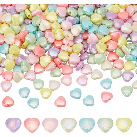 400Pcs Acrylic Heart Beads Mixed Color Love Shape Loose Spacer Beads Small Craft Beads Valentine Decoration Beads for DIY Bracelets Necklace Jewelry Making Hole: 2mm Multi-color