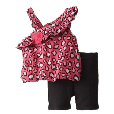 

Baby Glam Infant Girl Pink Leopard Print Bubble Top Leggings Outfit 2 PC 3-6m