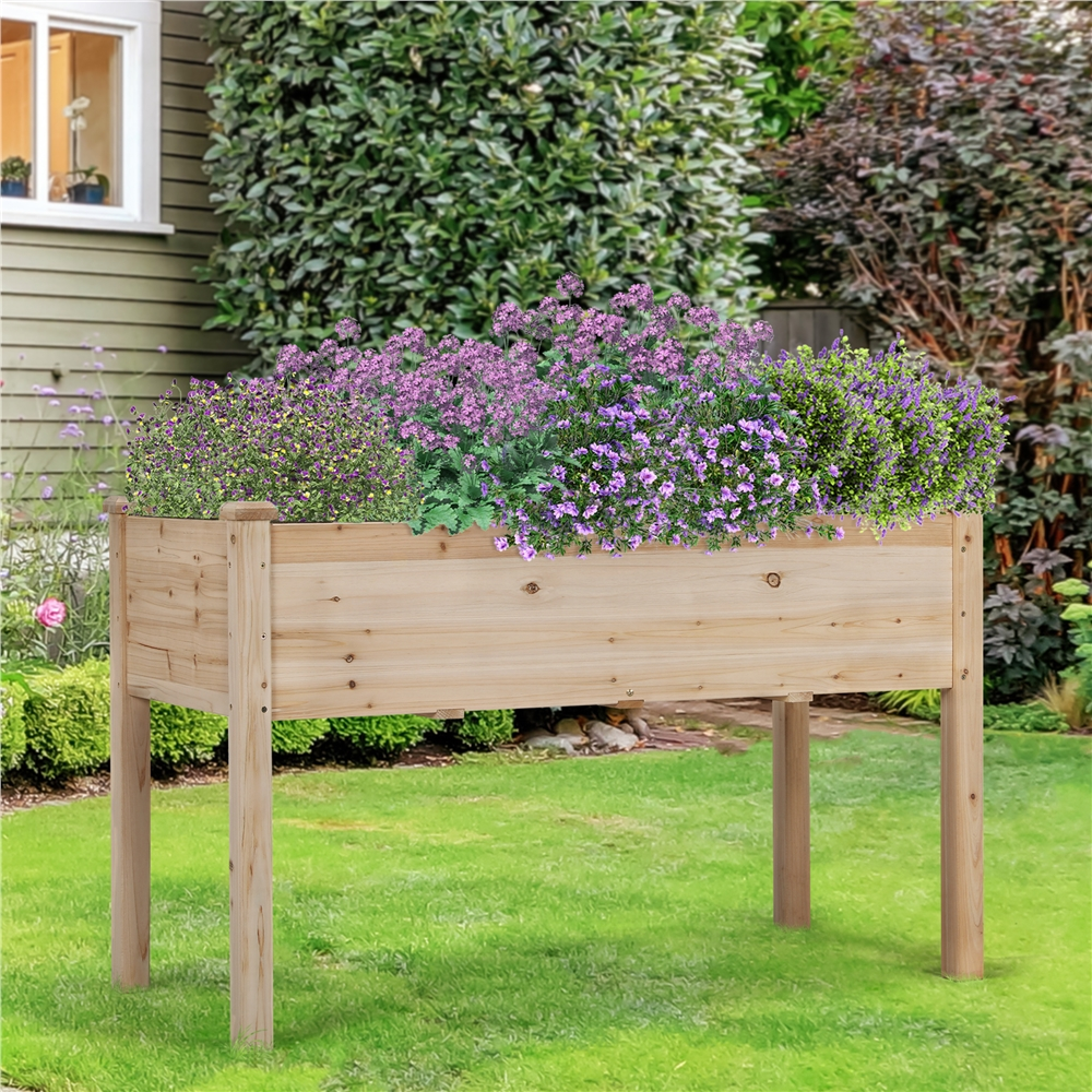 Alden Design Wooden Outdoor Rectangular Raised Bed Planter Box, 47.51″ L × 23.51″ W × 30.05″ H
