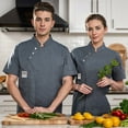 thumbnail image 5 of Unisex Men's Chef Coat Jacket Women Kitchen Restaurant Cooking Work Chef Uniformss Shirt Tops, 5 of 6