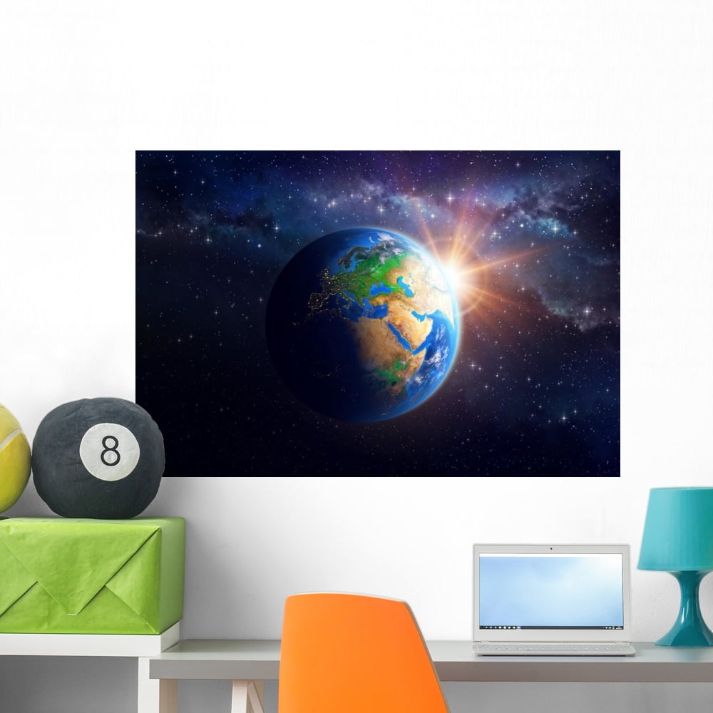 Planet Earth Outer Space Wall Mural Decal Sticker, Wallmonkeys Peel ...