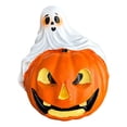 thumbnail image 2 of SeekLGT Halloween Ghost Decor Cute Ghost Hugging Pumpkin Statue Resin Desktop Ornament Figurine for Layered Trays Table Centerpiece Office Home Indoor Decor, 1 pc, 2 of 9