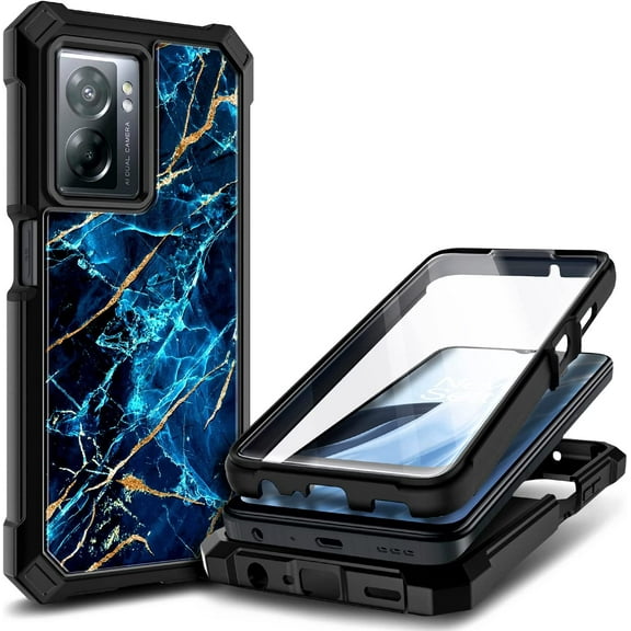 Nagebee Phone Case Compatible for OnePlus Nord N300 5G with [Built-in Screen Protector], Full-Body Protective Shockproof Rugged Bumper Cover Impact Resist Durable Case (Sapphire)