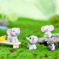 thumbnail image 4 of Mini Figurines d'Éléphant en Résine - 6 Pièces Miniatures Décoration de Jardin, 4 of 5