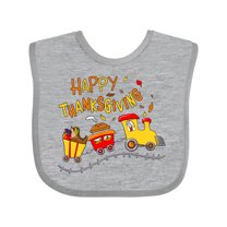 Inktastic Happy Thanksgiving Turkey Train with Food Boys or Girls Baby Bib