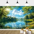 thumbnail image 2 of 12 x 10 ft Natural Lake Scenery Backdrop, Natural Landscape Forest Photography Background Blue Sky Outdoor Picnic Spring Background Birthday Party Kids Adults Portrait Photo Studio Prop, 2 of 4