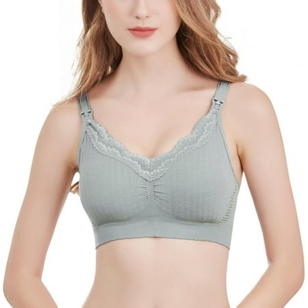 

Women Modal Maternity Nursing Bra Wirefree Pregnant Lace Trim Breastfeeding Bra