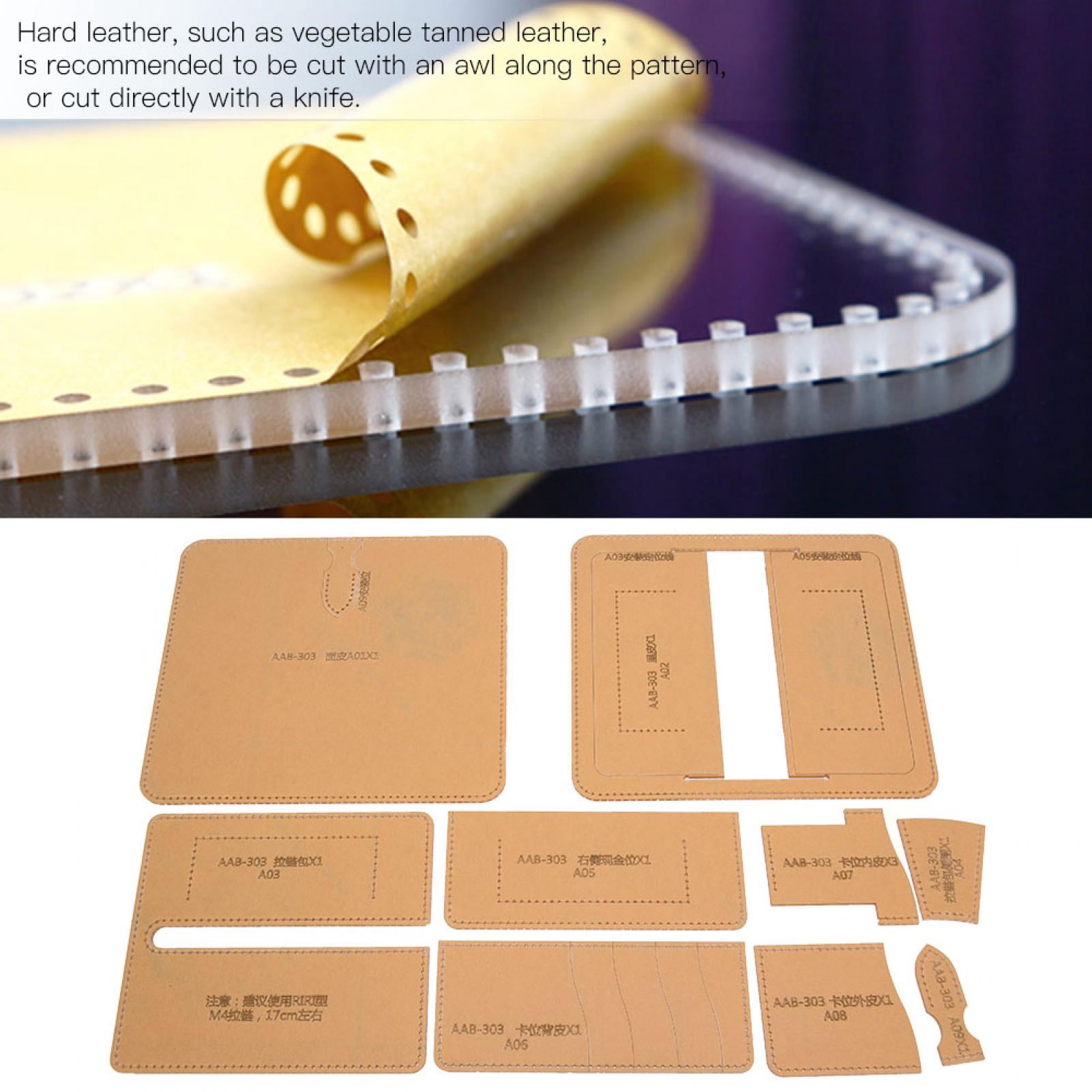 Nieyigj Clear Acrylic Leathercraft Template Stencil Kit Handcraft Wallet Purse Making Pattern DIY Leather Craft Tool, 8.66 inches / 22 cm (AAB-303)