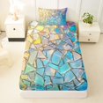thumbnail image 3 of Erosebridal Iridescent Glass Mosaic Print Twin Sheet Sets 3pcs For Boys Girls,Teens Gradient Colored Ice Glitter Print Bedding, 3 of 5