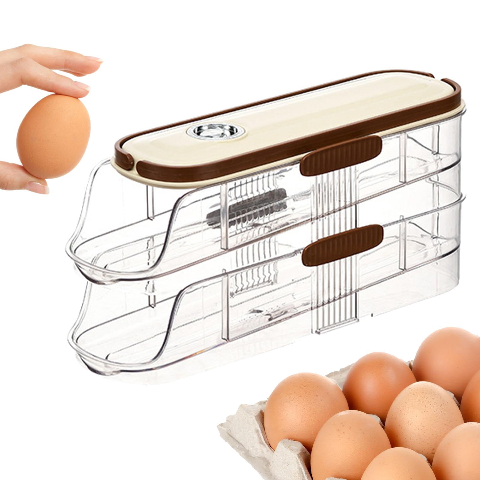 Fiocias Auto Rolling Egg Dispenser Egg Tray Egg Storage Egg Holder for Fridge for Pantry 2 Tiers