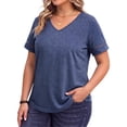 thumbnail image 3 of WellSize Plus Size V Neck Tops for Women Dressy Lace Short Sleeve Shirts Casual Summer Tunic Blouses, 3 of 8