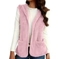 thumbnail image 4 of MaFYtyTPR Fuzzy Fleece Vest for Women Fashion Women Velvet Cardigan Pocket Zipper Sleeveless Loose Jackets Tops Pink XL, 4 of 5