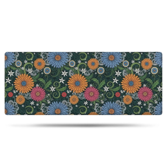 Pioneer Flower Floral Print Pattern Bathroom Rugs Mat, Non Slip Microfiber Bathroom Rug with Rubber Backing, Soft Mats for Bathroom Floor Tub Shower, 24"x60"