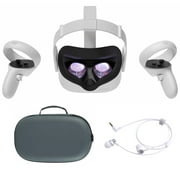 2021 Oculus Quest 2 All-In-One VR Headset, Touch Controllers, 128GB SSD, 1832x1920 up to 90 Hz Refresh Rate LCD, Glasses Compatible, 3D Audio, Mytrix Carrying Case, Earphone
