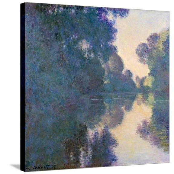 Art.com Morning on the Seine Near Giverny Stretched Canvas Print Wall Art by Claude Monet, 30" x 30"