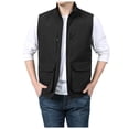 thumbnail image 2 of JTieacloth Big And Tall Shirts Men's Jacket Vest Overalls Vest M Ulti Pocket Outdoor Casual Solid Color Slim Stand C Ollar Comfortable, 2 of 4