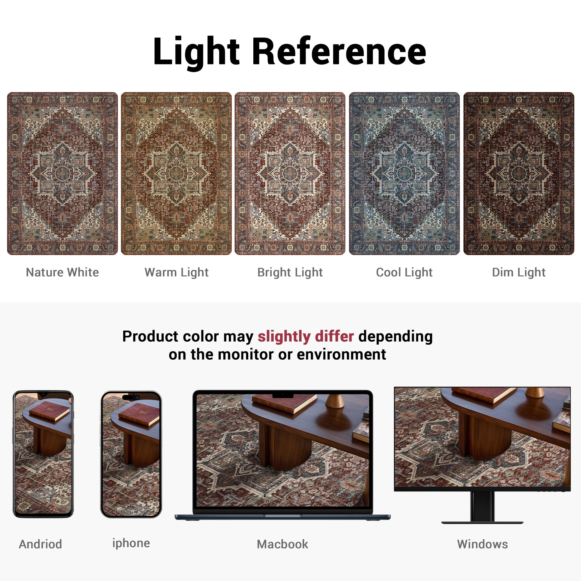 Kokia 9x12 Vintage Oriental Area Rug for living Room, Maroon Low Pile Stain Resistant Non-Slip Washable Rug for Bedroom with Distressed Medallion Pattern