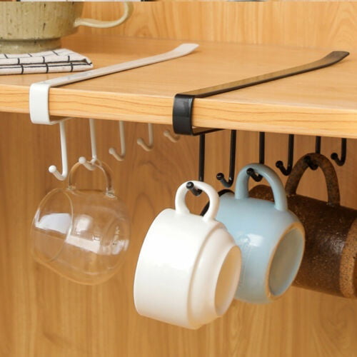 Kitchen 6 Hooks Coffee Cup Mug Holder, Coffee Cup Rack Under Cabinet