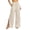 #0433-Beige, variant on Womens Drawstring High Waist Wide Leg Pants with Side Slit and Pockets Loose Casual Trousers Bottoms for Daily Beach Summer