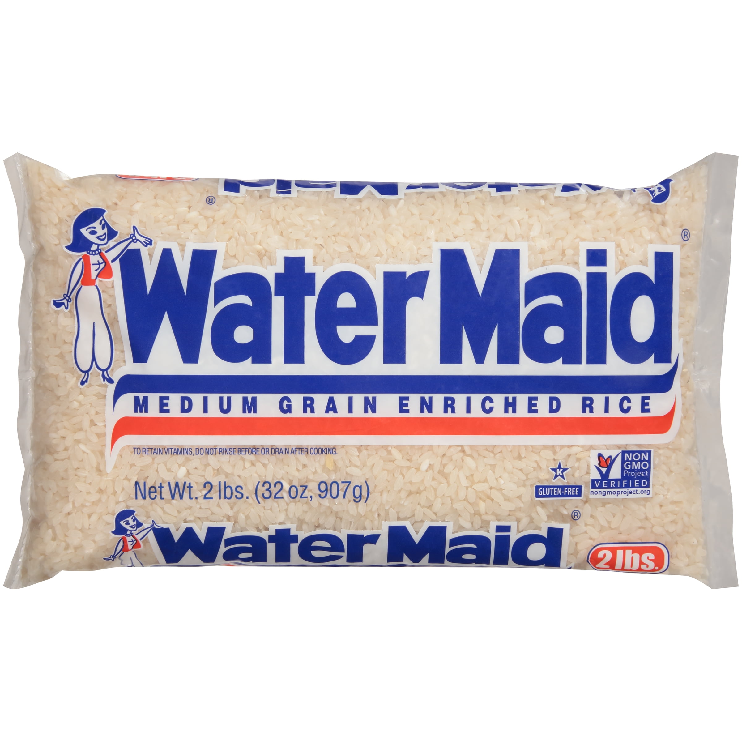 Water Maid® Enriched White Rice, Medium Grain Rice, 2 lb Bag