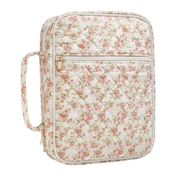 Estuche para Biblia con asa, compacto, multifuncional, portátil, ideal como regalo. Flor roja