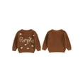 thumbnail image 2 of Baby Toddler Boys Girls Halloween Sweaters 0 3 6 9 12 18 24 Months 2T 3T Long Sleeve Round Neck Pumpkin Letter Embroidery Knit Pullovers Sweatshirts, 2 of 9