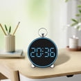 thumbnail image 4 of Reloj despertador digital calendario 12/24H brillo ajustable, con luz ambiental, Azul, 4 of 9