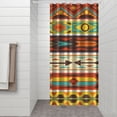 thumbnail image 3 of Small Stall Narrow Shower Curtain 36"W x 72"L – Tropical Bohemian Leaves, Mid-Century Abstract Boho Botanical Bathroom Decor, Vintage Floral Palm Leaf Pattern, Rustic Tribal Folk Style, 3 of 5