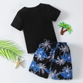 thumbnail image 2 of SGFCWSX Boys 2 Piece Outfits Kids Summer Beach Casual Soft Short Sleeve T Shirt Graphic Print Elastic Waist Shorts Holiday Wear Black Size 9-10 Years, 2 of 9