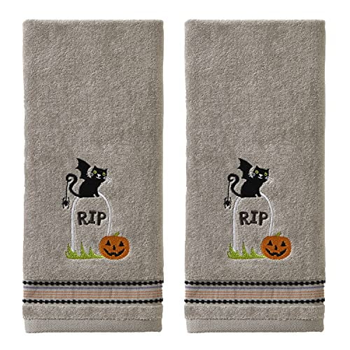SKL Home by Saturday Knight Ltd. Graveyard Cat Hand Towel (2-Pack), Gray