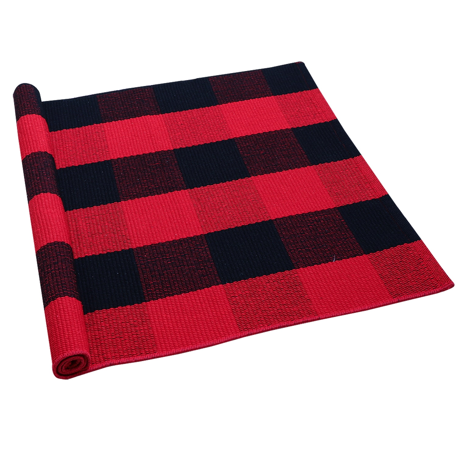 17x48+17x24, Black&Red Carvapet 2 Pieces Buffalo Plaid Check Rug Set Water Absorb Microfiber Non-Slip Kitchen Rug Bathroom Mat Checkered Doormat Carpet for Laundry