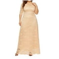 thumbnail image 3 of Brnmxoke Women's Plus Size Floral Lace Wedding Guest Maxi Dresses with Pockets Elegant Evening Cocktail Party Ball Gown Long Bridesmaid Flowy Dress Beige,XL, 3 of 8