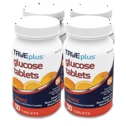 TRUEplus Glucose Tablets, Orange Flavor - 50ct Bottle (4 Pack)