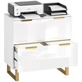 thumbnail image 1 of HOMCOM 2 Drawer File Cabinet Lateral Filing Cabinet High Gloss White, 1 of 10