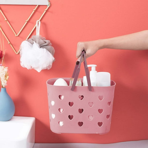 Cesta organizadora de bolso de ducha portátil con asa | Diseño de drenaje rápido | Almacenamiento de gran capacidad para baño, cocina, dormitorio | Material PP | Multipropósito 9.65x6.69x6.3in