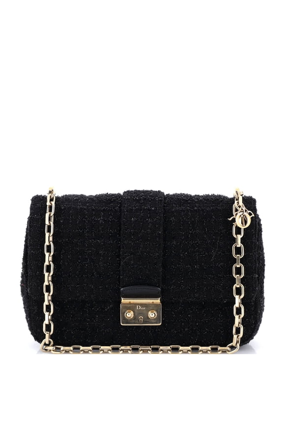 Pre-Owned Miss Dior Flap Bag Tweed Medium By Rebag