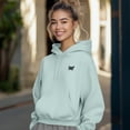thumbnail image 3 of Dalix Butterfly Embroidery Relaxed Hoodie Soft Fleece Sweatshirt Drawcord Fit Lounge Womens in Sea Foam 3XL XXX-Large, 3 of 5