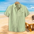 thumbnail image 2 of HBFAGFB Shirts for Men Lapel Button up Short Sleeves Simple Soft Work Tops with Pocket Mint Green Size L, 2 of 4