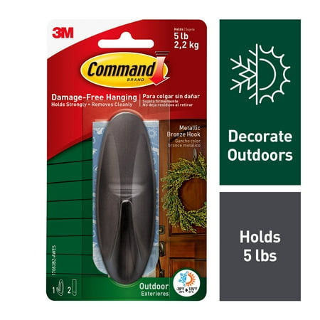 Command Outdoor Metallic Bronze Hook, Large, 1 Hook, 2