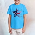 thumbnail image 2 of TOWED22 Boys Casual Tops Short Sleeve Crew Neck Cotton T-Shirts Striped Color Block Print Summer Tee Shirts(Sky Blue,9-10 Y), 2 of 4
