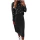 thumbnail image 1 of Conjunto de jersey de cuello alto de manga larga con estampado de mujer + conjunto de falda elástica sexy Wmkox8yi  FGJ628, 1 of 5