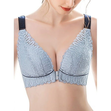 

OWSOO Women Front Closure Bra No Underwire Thin Padded Plus Size Bras